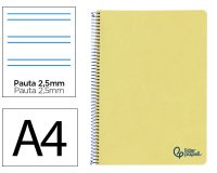 Cuaderno espiral liderpapel a4 wonder tapa plastico 80h 90gr pauta estrecha 2,5mm con margen color amarillo