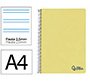 Cuaderno espiral liderpapel a4 wonder tapa plastico 80h 90gr pauta estrecha 2,5mm con margen color amarillo