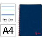 Cuaderno espiral liderpapel a4 wonder tapa plastico 80h 90gr pauta estrecha 2,5mm con margen color azul marino
