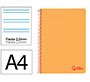 Cuaderno espiral liderpapel a4 wonder tapa plastico 80h 90gr pauta estrecha 2,5mm con margen color naranja