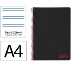 Cuaderno espiral liderpapel a4 wonder tapa plastico 80h 90gr pauta estrecha 2,5mm con margen color negro