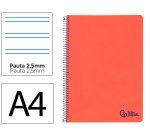 Cuaderno espiral liderpapel a4 wonder tapa plastico 80h 90gr pauta estrecha 2,5mm con margen color rojo