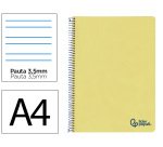 Cuaderno espiral liderpapel a4 wonder tapa plastico 80h 90gr pauta ancha 3,5mm con margen color amarillo