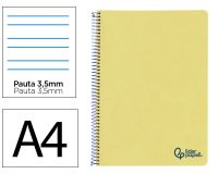 Cuaderno espiral liderpapel a4 wonder tapa plastico 80h 90gr pauta ancha 3,5mm con margen color amarillo