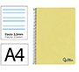 Cuaderno espiral liderpapel a4 wonder tapa plastico 80h 90gr pauta ancha 3,5mm con margen color amarillo