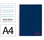 Cuaderno espiral liderpapel a4 wonder tapa plastico 80h 90gr pauta ancha 3,5mm con margen color azul marino