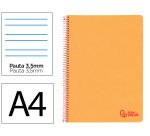 Cuaderno espiral liderpapel a4 wonder tapa plastico 80h 90gr pauta ancha 3,5mm con margen color naranja