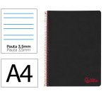Cuaderno espiral liderpapel a4 wonder tapa plastico 80h 90gr pauta ancha 3,5mm con margen color negro
