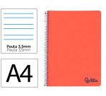 Cuaderno espiral liderpapel a4 wonder tapa plastico 80h 90gr pauta ancha 3,5mm con margen color rojo