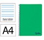Cuaderno espiral liderpapel a4 wonder tapa plastico 80h 90gr pauta ancha 3,5mm con margen color verde oscuro