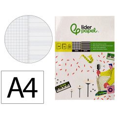 Bloc musica y canto liderpapel pentagrama interlineado 2 mm cuadricula 5mm din a4 24 hojas 100 g