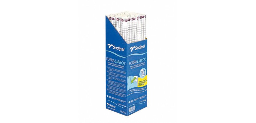 Rollo plastico adhesivo sadipal 0.33x1.50 m 50 mc forralibros removible 1 año