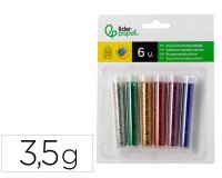 Purpurina liderpapel biodegradable fantasia bote de 3,5 gr colores metalicos surtidos blister de 6