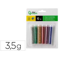 Purpurina liderpapel biodegradable fantasia bote de 3,5 gr colores metalicos surtidos blister de 6