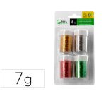 Purpurina liderpapel biodegradable fantasia bote 7 gr colores metalicos surtidos blister de 4 unidades