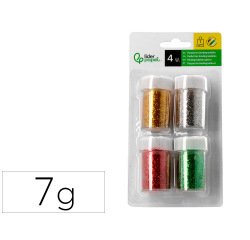 Purpurina liderpapel biodegradable fantasia bote de 7 gr colores metalicos surtidos blister de 4