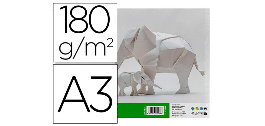 Cartulina liderpapel a3 180g/m2 blanco paquete de 25+5 hojas en carpeta dossier transparente con cierre