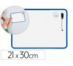 Pizarra blanca liderpapel 21x30 cm magnetica doble cara lisa con rotulador iman y borrador