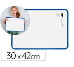 Pizarra blanca liderpapel 30x42 cm magnetica doble cara lisa con rotulador iman y borrador