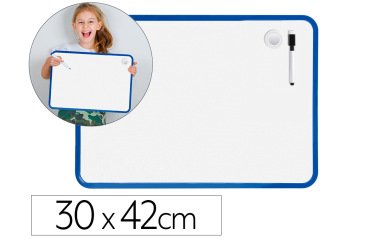 Pizarra blanca liderpapel 30x42 cm magnetica doble cara lisa con rotulador iman y borrador