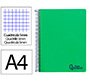 Cuaderno espiral liderpapel a4 micro wonder tapa plastico 120h 90gr cuadro 5mm 5 bandas 4 taladros color verde oscuro