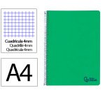 Cuaderno espiral liderpapel a4 wonder tapa plastico 80h 90gr cuadro 4mm con margen color verde oscuro