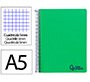 Cuaderno espiral liderpapel a5 micro wonder tapa plastico 120h 90gr cuadro 5mm 5 bandas 6 taladros color verde oscuro