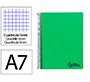 Cuaderno espiral liderpapel a7 micro wonder tapa plastico 100h 90gr cuadro 5mm 4 bandas color verde oscuro