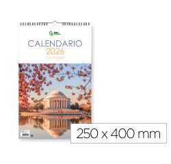 Calendario espiral pared liderpapel imagenes ciudades 2026 para escribir 25x40 cm papel 157 gr