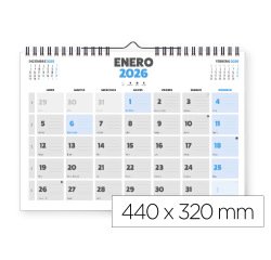 Calendario pared liderpapel clasico 2026 espiral 44x32 cm papel 128 gr