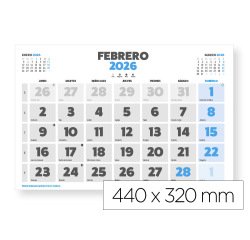 Calendario pared liderpapel clasico 2026 lomo engomado 44x32 cm papel 128 gr
