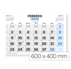 Calendario pared liderpapel clasico 2026 lomo engomado 60x40 cm papel 105 gr