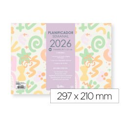 Planning semanal liderpapel joven 2026 29,7x21 cm din a4 con pegatinas papel 104 gr
