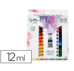 Pintura al oleo liderpapel caja de 24 tubos de aluminio de 12 ml colores surtidos