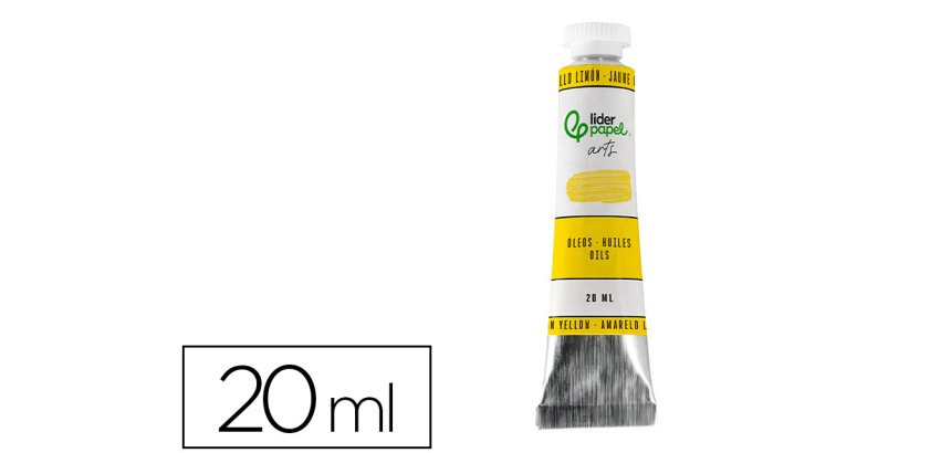Pintura al oleo liderpapel tubo de aluminio de 20 ml color amarillo limon