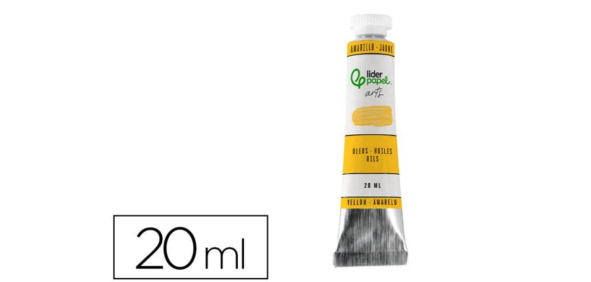 Pintura al oleo liderpapel tubo de aluminio de 20 ml color amarillo