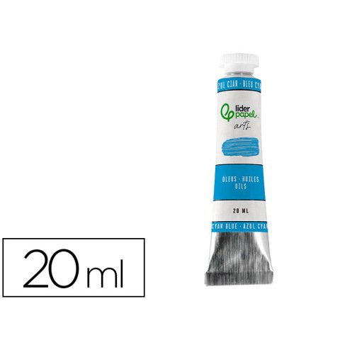 Pintura al oleo liderpapel tubo de aluminio de 20 ml color azul cian