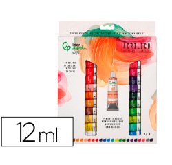 Pintura acrilica liderpapel caja de 24 tubos de aluminio de 12 ml colores surtidos