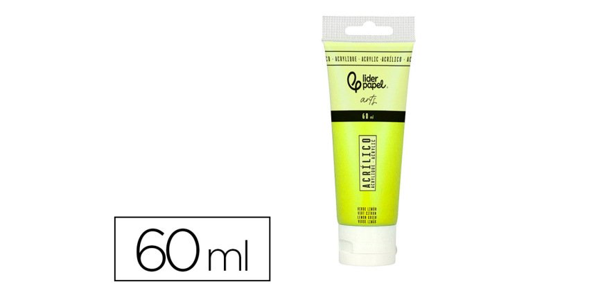 Pintura acrilica liderpapel tubo de plastico de 60 ml color verde limon
