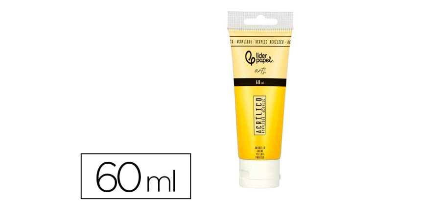 Pintura acrilica liderpapel tubo de plastico de 60 ml color amarillo