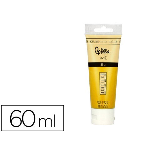 Pintura acrilica liderpapel tubo de plastico de 60 ml color amarillo napoles