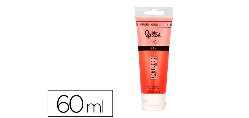 Pintura acrilica liderpapel tubo de plastico de 60 ml color rojo bermellon