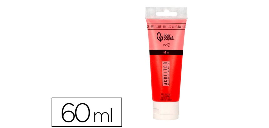 Pintura acrilica liderpapel tubo de plastico de 60 ml color rojo carmin