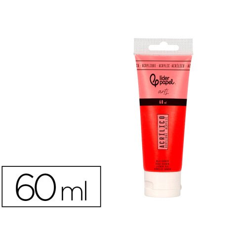 Pintura acrilica liderpapel tubo de plastico de 60 ml color rojo carmin