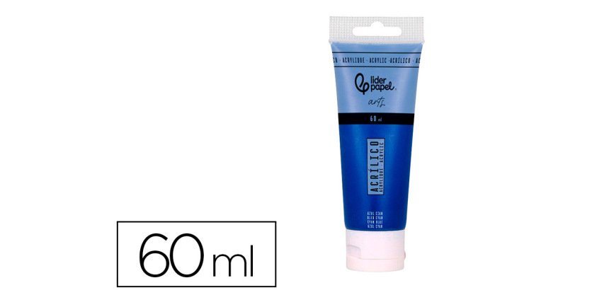 Pintura acrilica liderpapel tubo de plastico de 60 ml color azul cian