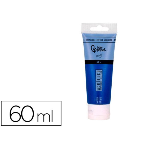 Pintura acrilica liderpapel tubo de plastico de 60 ml color azul cian