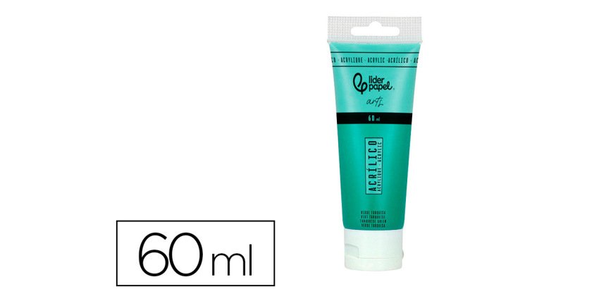 Pintura acrilica liderpapel tubo de plastico de 60 ml color verde turquesa