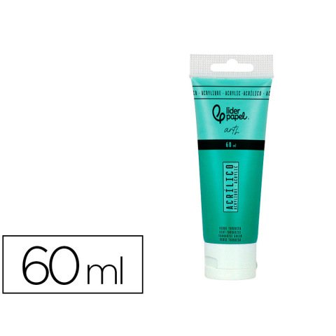 Pintura acrilica liderpapel tubo de plastico de 60 ml color verde turquesa