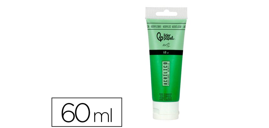Pintura acrilica liderpapel tubo de plastico de 60 ml color verde permanente