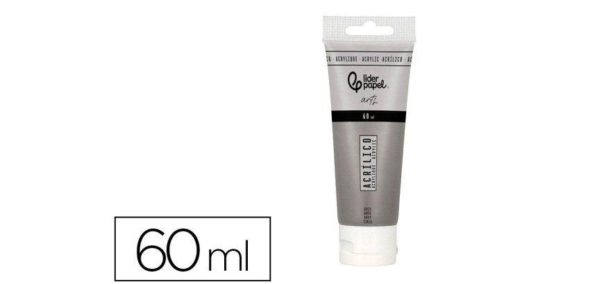 Pintura acrilica liderpapel tubo de plastico de 60 ml color gris